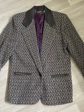 ANDY JOHNS VINTAGE EQUESTRIAN BLAZER RIDING JACKET - LEATHER TRIM - SIZE 7/8
